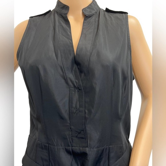 ZARA Basics Black Satin Feel Sleeveless MIDI Dress V-Neck Size Large - Picture 2 of 12